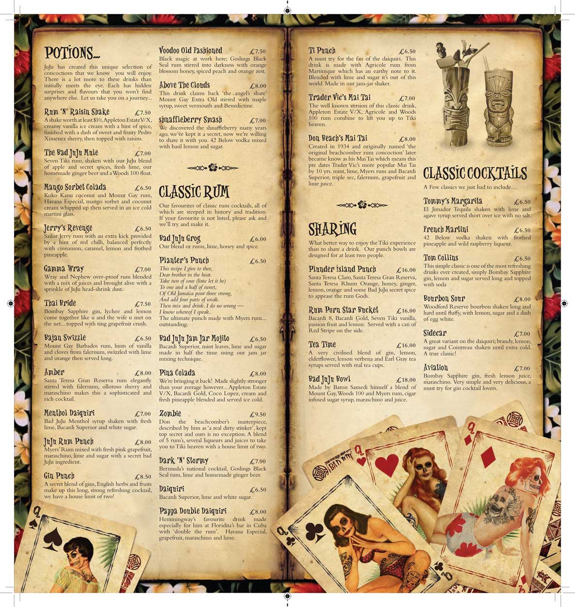 Bad juju tikki bar menu